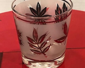 Vintage LIBBEY Frosted SILVER Leaf Glasses Barware Set Of 4