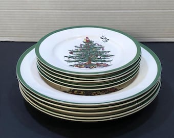 Platos Spode con forma de árbol de Navidad - Juego de 5 platos para cena y ensalada
