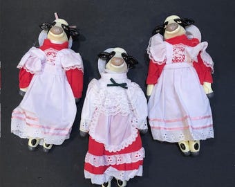 Lote de 3 figuras coleccionables vintage de vacas de cerámica - Taiwán