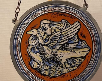 Vintage Mythological Suncatcher Lady on Swan with Chain