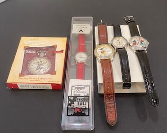 Lot of 5 - Disney Watches & Christmas Pocket Watch Ornament