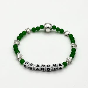 Personalized Softball Silver Star Charm Natural Crystal/Stone Bead Bracelets (Custom Handmade)