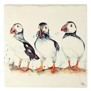 Puffin Trio Illustrated Ceramic Trivet