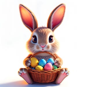 Lindos conejitos de Pascua con huevos | Set de 10 | JPG/PNG transparente | Imágenes prediseñadas | Arte de Pascua | Descarga digital 300 DPI