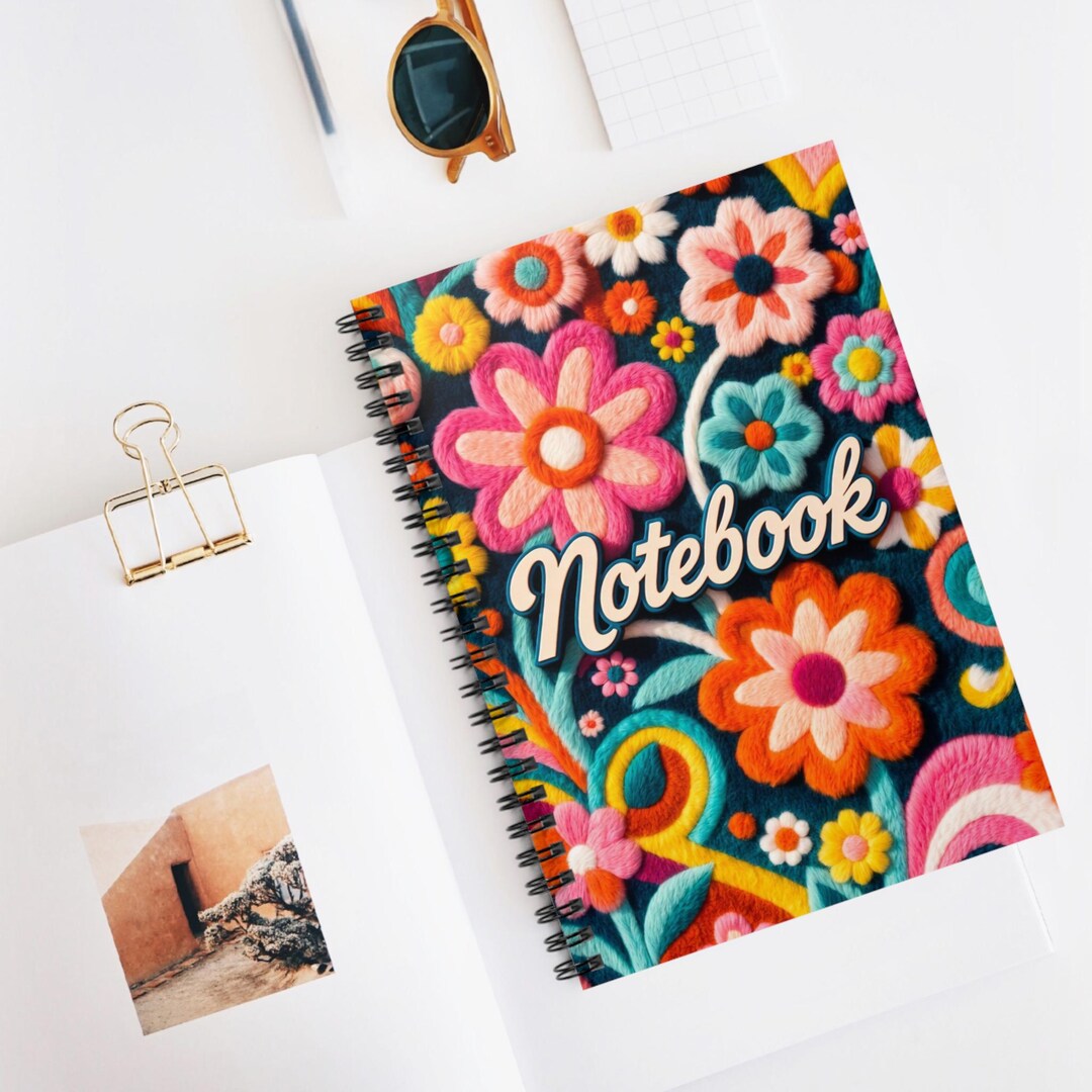 Colorful Floral Embroidered Notebook Spiral Notebook - Etsy