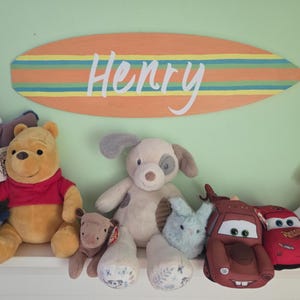 Personalized Surfboard Name Sign – Custom Colors, Kids Room Decor, Beach Nursery, Summer Party Decoration