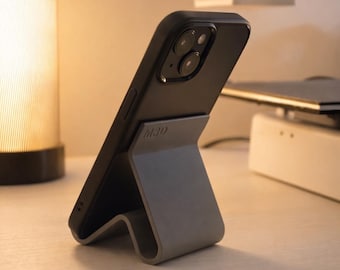 Minimalist Phone Stand Desk Accessory Modern Design Smartphone Support Stable Base Compact Size Ergonomic Viewing Angle Holder — Fløw