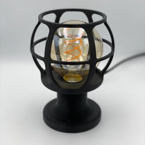 Industrial Cage Lamp Vintage Style Edison Bulb Table Lamp Bedside Lighting Warm Ambient Light Fixture Design Desk Accent Nightstand image 10