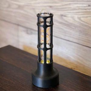 Vintage Table Lamp Industrial Design Minimal Aesthetic Bedside Lamp Retro Style Edison Bulb Warm Glow Ambient Lighting Desk Accessory image 9