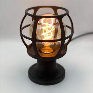 Industrial Cage Lamp Vintage Style Edison Bulb Table Lamp Bedside Lighting Warm Ambient Light Fixture Design Desk Accent Nightstand image 7