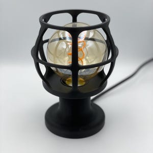 Industrial Cage Lamp Vintage Style Edison Bulb Table Lamp Bedside Lighting Warm Ambient Light Fixture Design Desk Accent Nightstand image 11