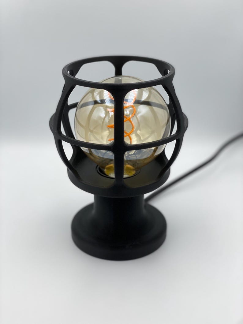 Industrial Cage Lamp Vintage Style Edison Bulb Table Lamp Bedside Lighting Warm Ambient Light Fixture Design Desk Accent Nightstand image 11