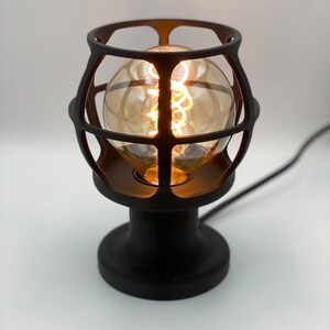 Industrial Cage Lamp Vintage Style Edison Bulb Table Lamp Bedside Lighting Warm Ambient Light Fixture Design Desk Accent Nightstand image 9