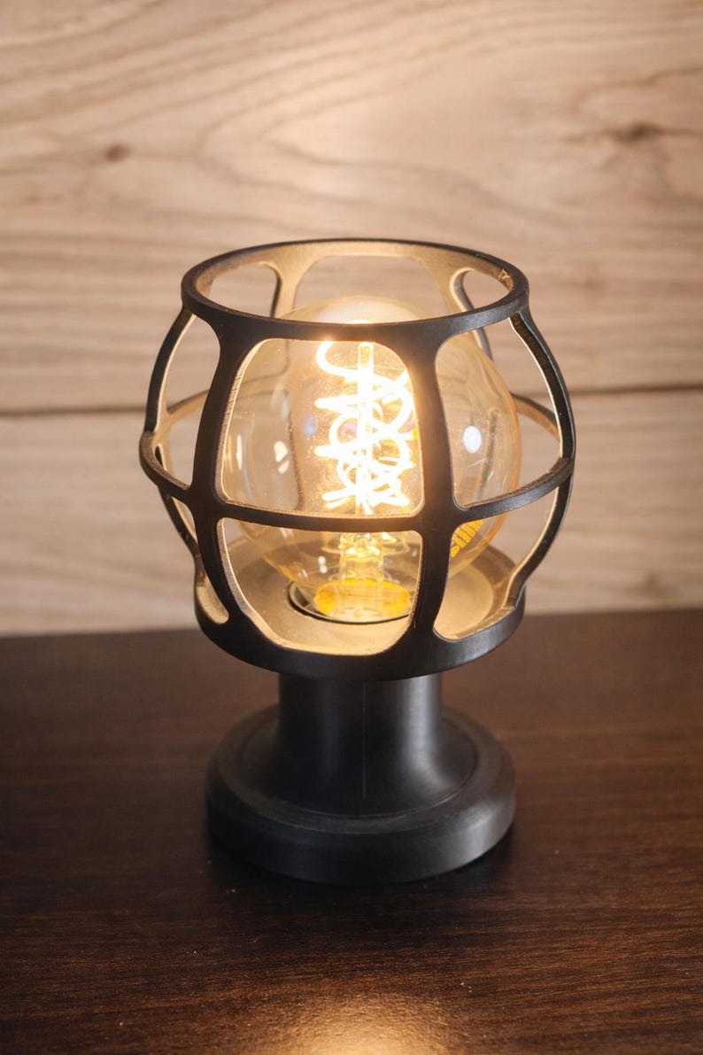 Industrial Cage Lamp Vintage Style Edison Bulb Table Lamp Bedside Lighting Warm Ambient Light Fixture Design Desk Accent Nightstand image 3