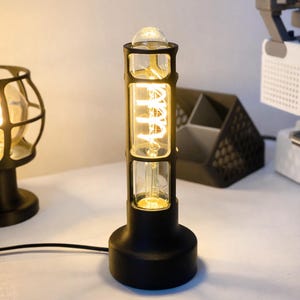 Vintage Table Lamp Industrial Design Minimal Aesthetic Bedside Lamp Retro Style Edison Bulb Warm Glow Ambient Lighting Desk Accessory image 3