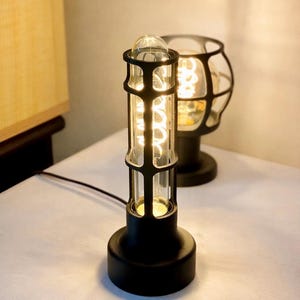 Vintage Table Lamp Industrial Design Minimal Aesthetic Bedside Lamp Retro Style Edison Bulb Warm Glow Ambient Lighting Desk Accessory image 2