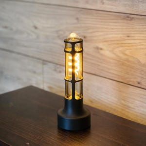 Vintage Table Lamp Industrial Design Minimal Aesthetic Bedside Lamp Retro Style Edison Bulb Warm Glow Ambient Lighting Desk Accessory image 4