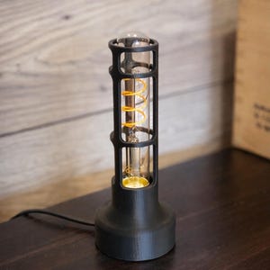 Vintage Table Lamp Industrial Design Minimal Aesthetic Bedside Lamp Retro Style Edison Bulb Warm Glow Ambient Lighting Desk Accessory image 7