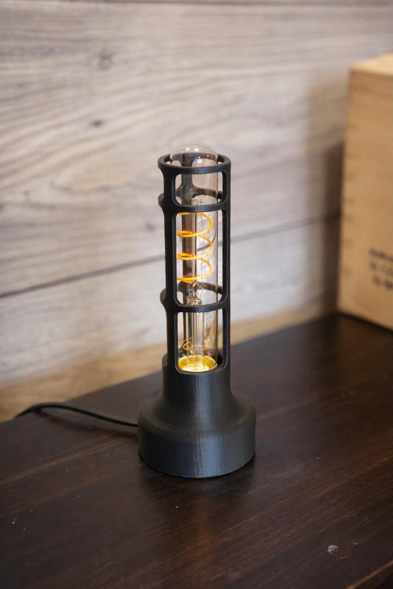 Vintage Table Lamp Industrial Design Minimal Aesthetic Bedside Lamp Retro Style Edison Bulb Warm Glow Ambient Lighting Desk Accessory image 7