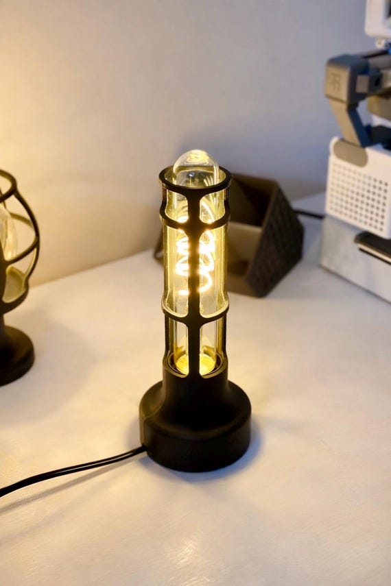 Lampe de table vintage – Design industriel minimaliste, lampe de chevet rétro, ampoule Edison, lueur chaude, éclairage d’ambiance bureau