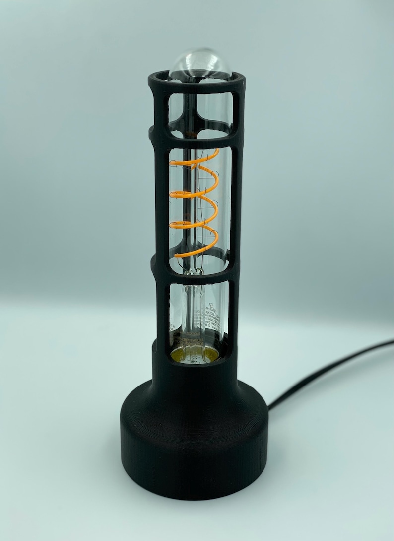 Industrial Design Lamp Vintage Table Lighting Edison Bulb Highlight Warm Glow Creator Ambient Light Source Minimal Aesthetic Appeal Cylindrical Shape Structure Bedside Lamp Perfect Reading Light Desk Accessory Stylish Home Addition Modern