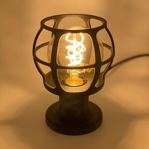 Industrial Cage Lamp Vintage Style Edison Bulb Table Lamp Bedside Lighting Warm Ambient Light Fixture Design Desk Accent Nightstand image 8