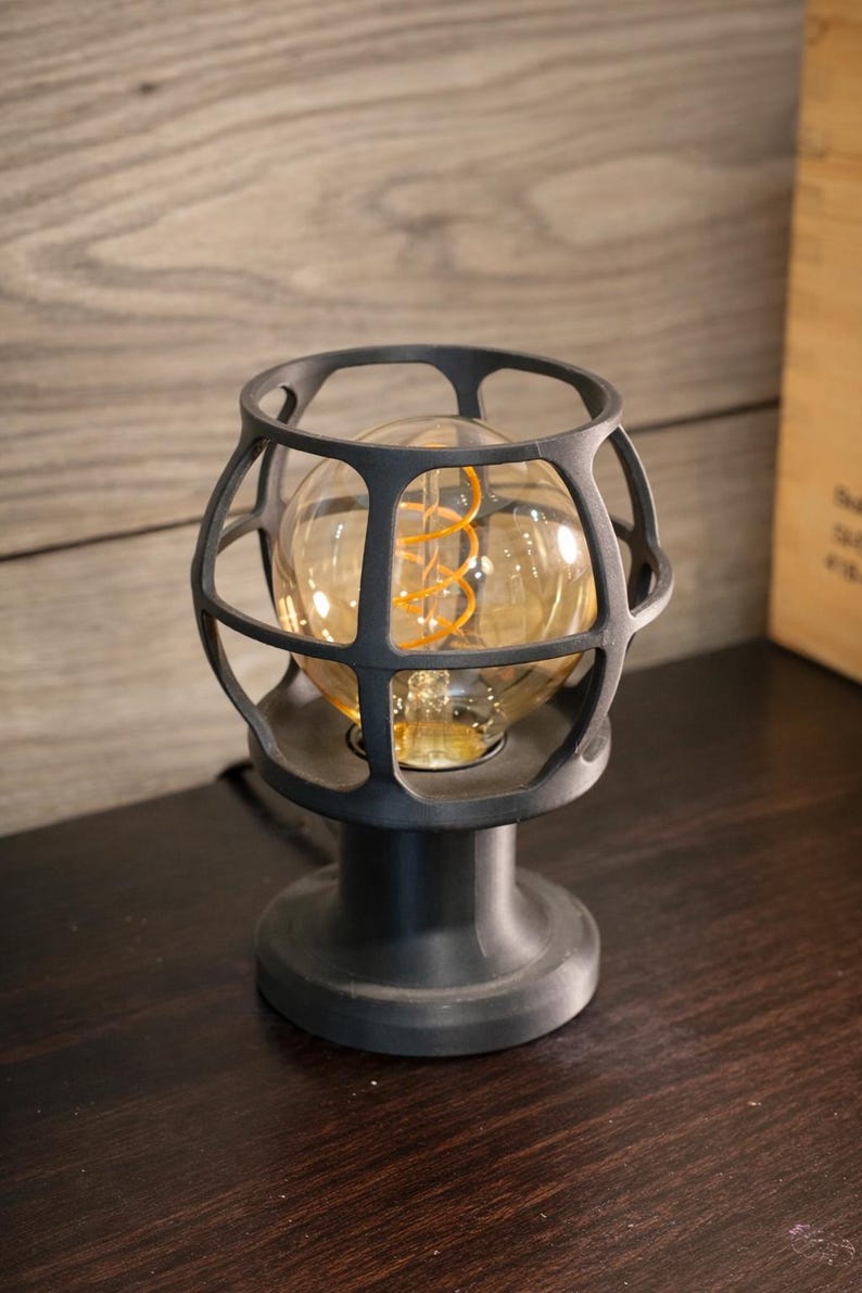 Industrial Cage Lamp Vintage Style Edison Bulb Table Lamp Bedside Lighting Warm Ambient Light Fixture Design Desk Accent Nightstand image 6