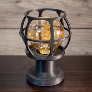 Industrial Cage Lamp Vintage Style Edison Bulb Table Lamp Bedside Lighting Warm Ambient Light Fixture Design Desk Accent Nightstand image 5