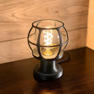 Industrial Cage Lamp Vintage Style Edison Bulb Table Lamp Bedside Lighting Warm Ambient Light Fixture Design Desk Accent Nightstand image 2