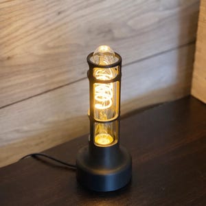 Vintage Table Lamp Industrial Design Minimal Aesthetic Bedside Lamp Retro Style Edison Bulb Warm Glow Ambient Lighting Desk Accessory image 6