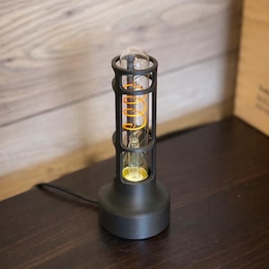 Vintage Table Lamp Industrial Design Minimal Aesthetic Bedside Lamp Retro Style Edison Bulb Warm Glow Ambient Lighting Desk Accessory image 8