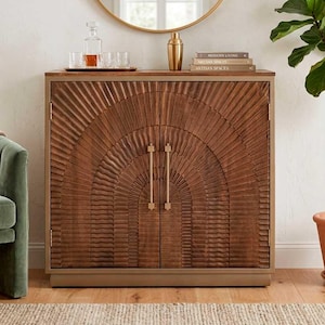 Carved Wood Cabinet 40" H x 40" W x 17" D