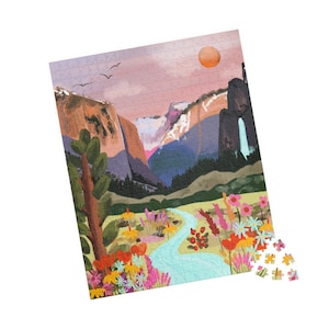 Whimsical Yosemite Sunset Puzzle: Vibrant 520-Piece Jigsaw for Nature Lovers