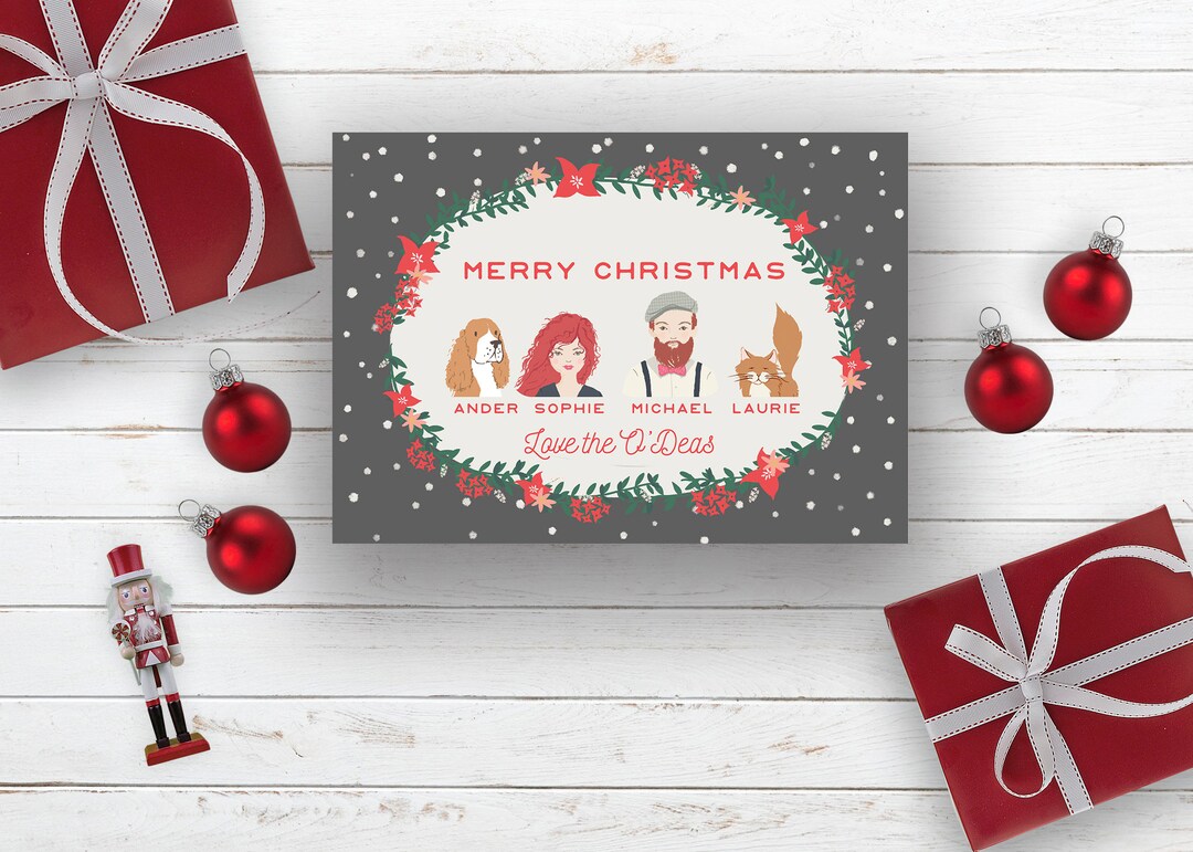 Custom Family Christmas Card, Custom Illustrated Family Portrait ...