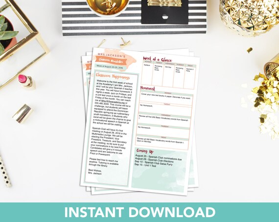 classroom newsletter template teacher newsletter template etsy teacher newsletter