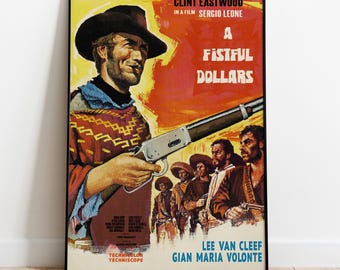1964年クリント・イーストウッドのカルト西部劇映画ポスター復刻版、約