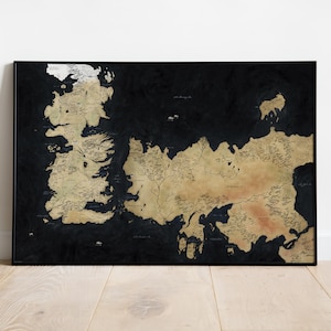 Póster del mapa de Poniente: Impresión en lienzo de Juego de Tronos