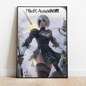 Nier Automata Poster | 2B Wall Decor | Rolled Canvas Print | Gift Video Game Poster • 2