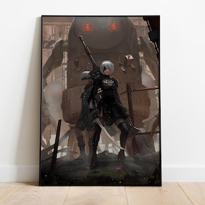 Poster di Nier Automata / Decorazione da parete 2B / Stampa su tela arrotolata / Poster regalo per videogioco • 4