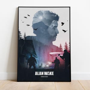 affiche d&#39;Alan Wake | Décoration murale jeu d&#39;horreur | Impression sur toile roulée | Poster de jeu vidéo cadeau