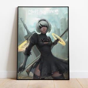 Poster di Nier Automata / Decorazione da parete 2B / Stampa su tela arrotolata / Poster regalo per videogioco • 3