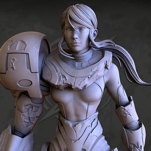 Galactic Huntress Figurine STL files | Sci-Fi Warrior Statue | 3D print model | Digital download