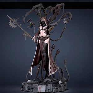 Mecha Priestess Figurine STL files | Sci-Fi Heroine Statue | 3D print files | Digital download