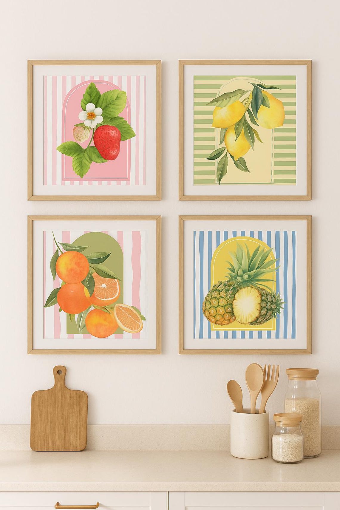 add a touch of nature to your kitchen with citrus... Watercolour Fruit Kitchen Prints | Colourful Gallery Wall Art | Set of ...