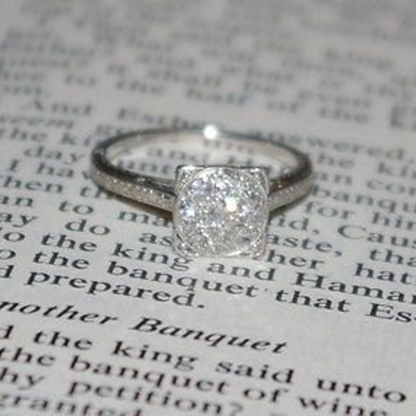 Reserved for Sara*******Vintage Art Nouveau Platinum Diamond Cluster Engagement Ring Stunning!