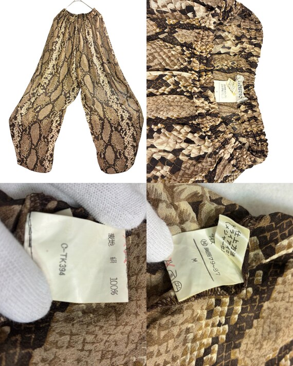 Studio V Vintage Python Print Silk Set Blouse Pan… - image 8