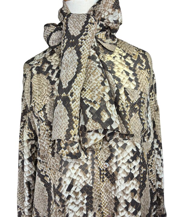 Studio V Vintage Python Print Silk Set Blouse Pan… - image 2