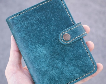 Cartera de viaje con cierre a presión ‖ Piel auténtica Pueblo hecha a mano ‖ Personalízala a tu gusto