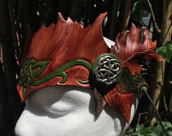 Leather Woodland Crown with Leaf Wings