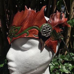 Leather Woodland Crown with Leaf Wings